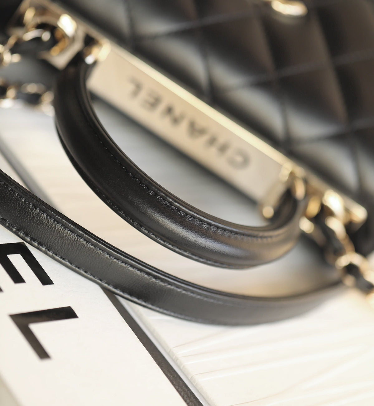 CHANEL TRENDY 20CM BLACK LAMBSKIN GOLD HARDWARE