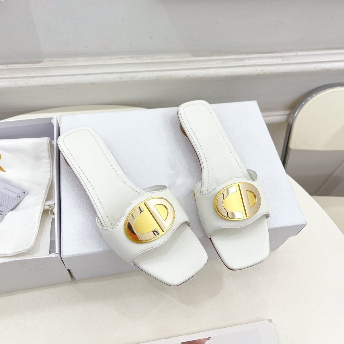 DIOR CD FOREVER HEELED 1.5CM WHITE