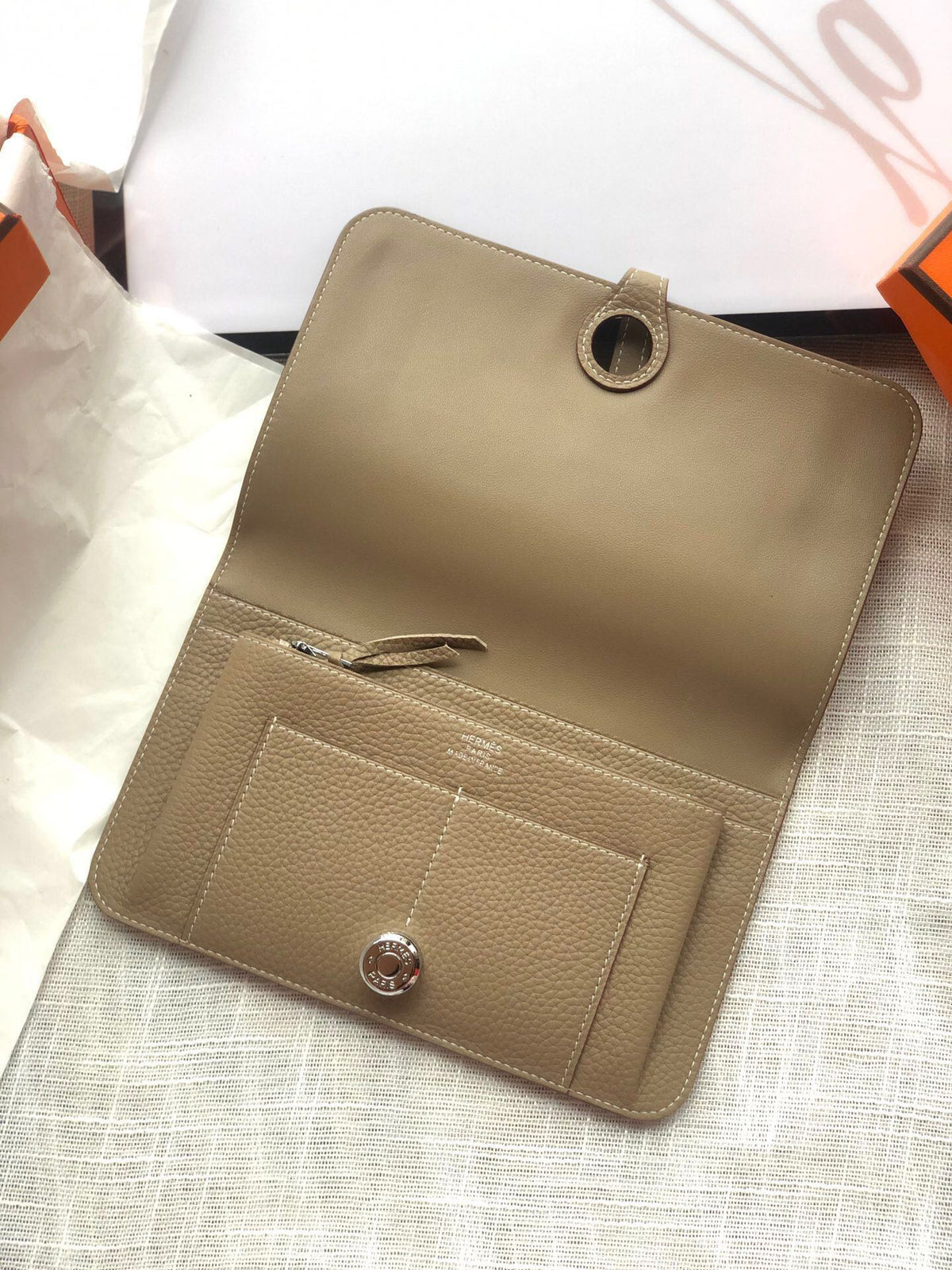 HERMES Dogon Wallet 20 Brown Togo Shw