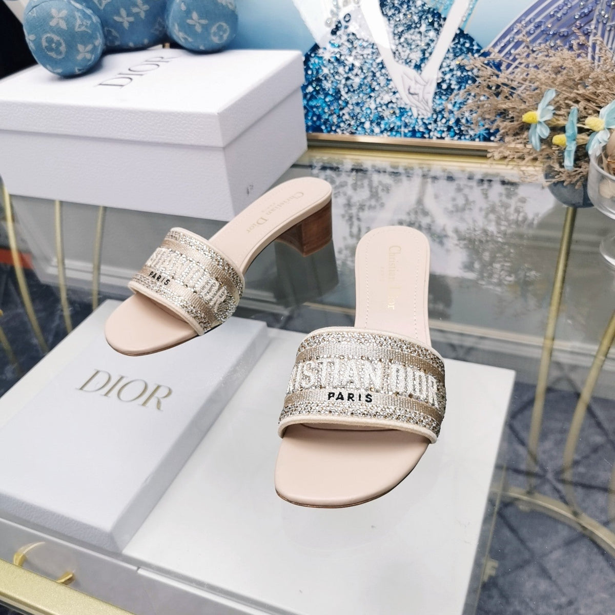 DIOR CD Mule Dway Heeled Slide 45mm Style 15