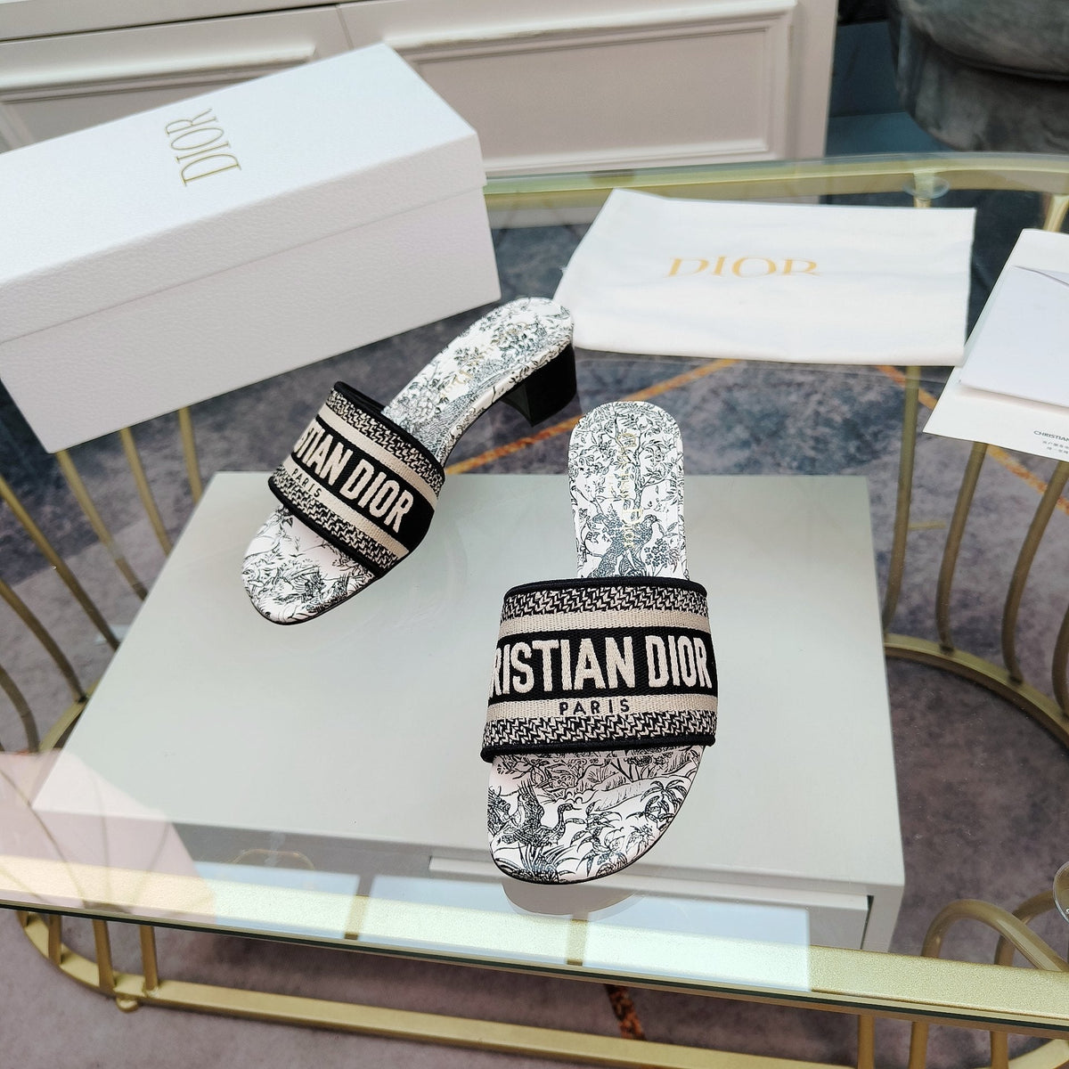DIOR CD Mule Dway Heeled Slide 45mm Style 13