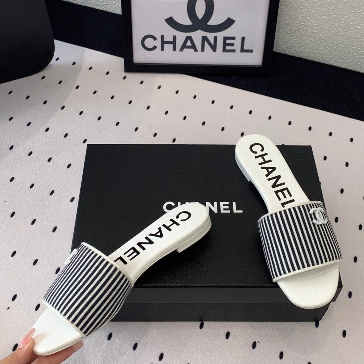 CHANEL MULES black 1 LAMBSKIN