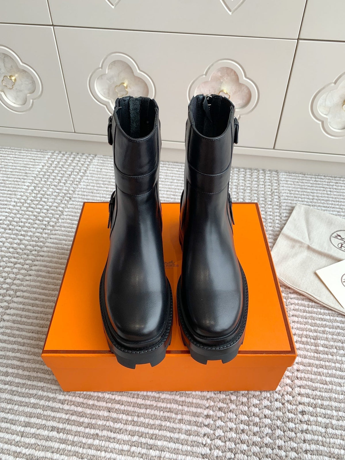 HERMES JAIME ANKLE BOOT IN BLACK CALFSKIN