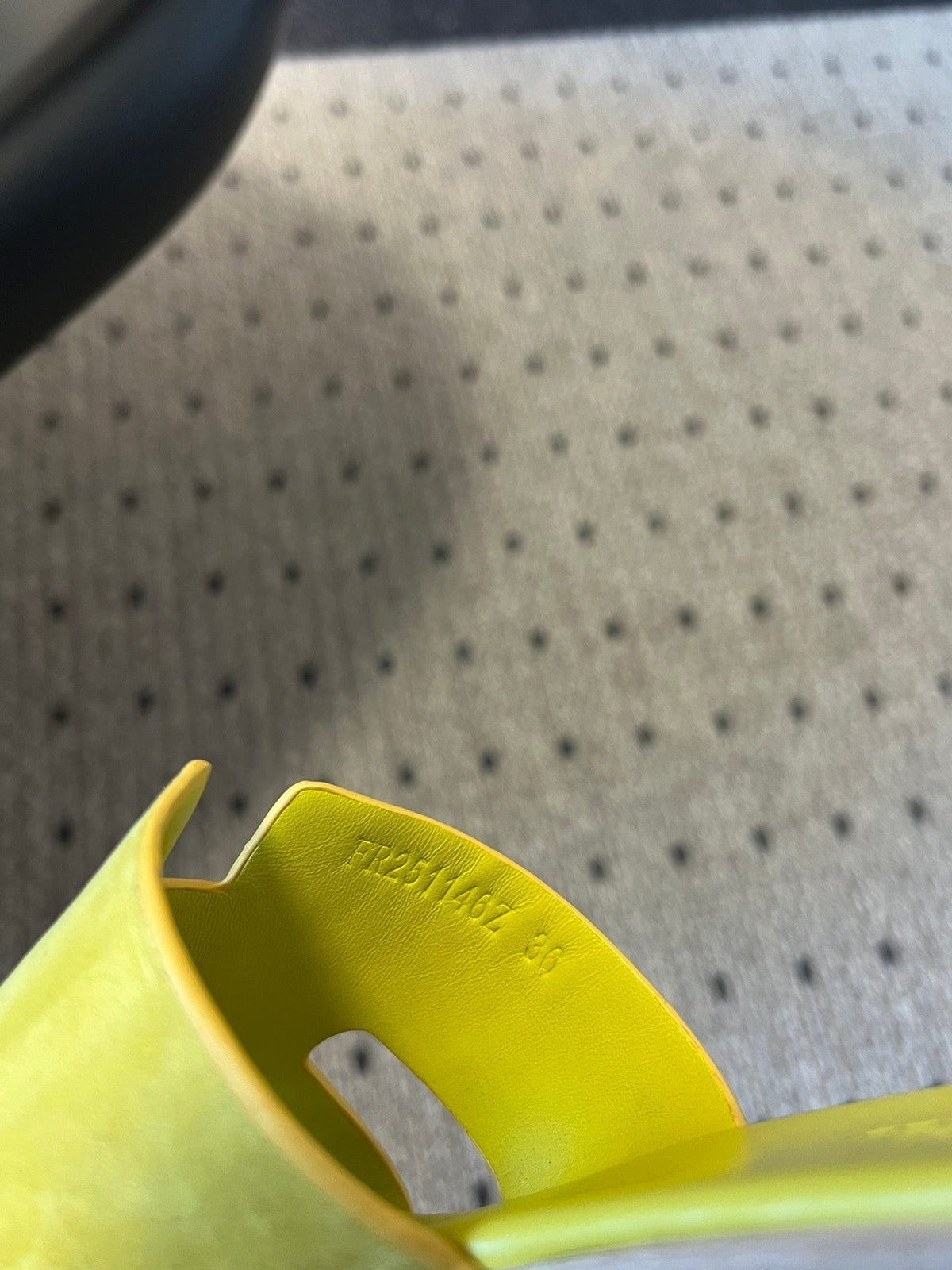 HERMES EZE SANDAL 85 MM IN NEON YELLOW CALFSKIN
