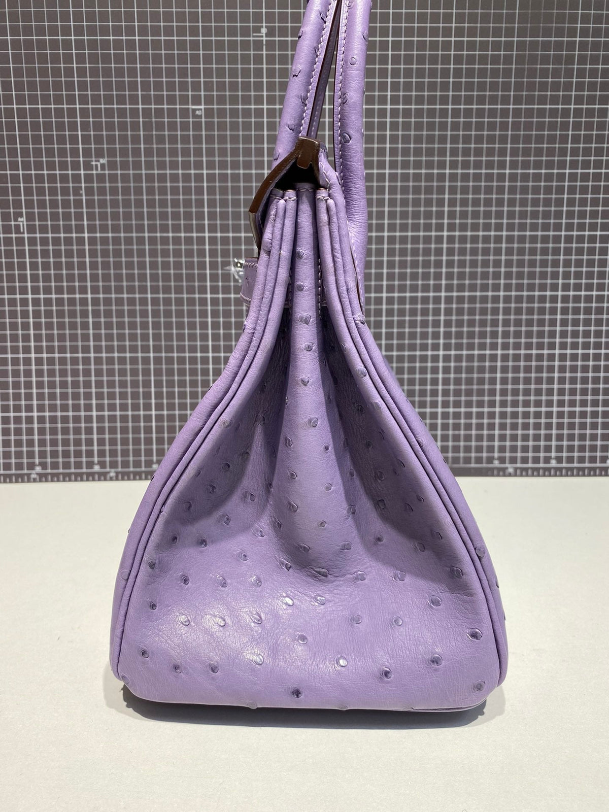 HERMES BIRKIN 30CM PURPLE OSTRICH LEATHER SILVER HARDWARE