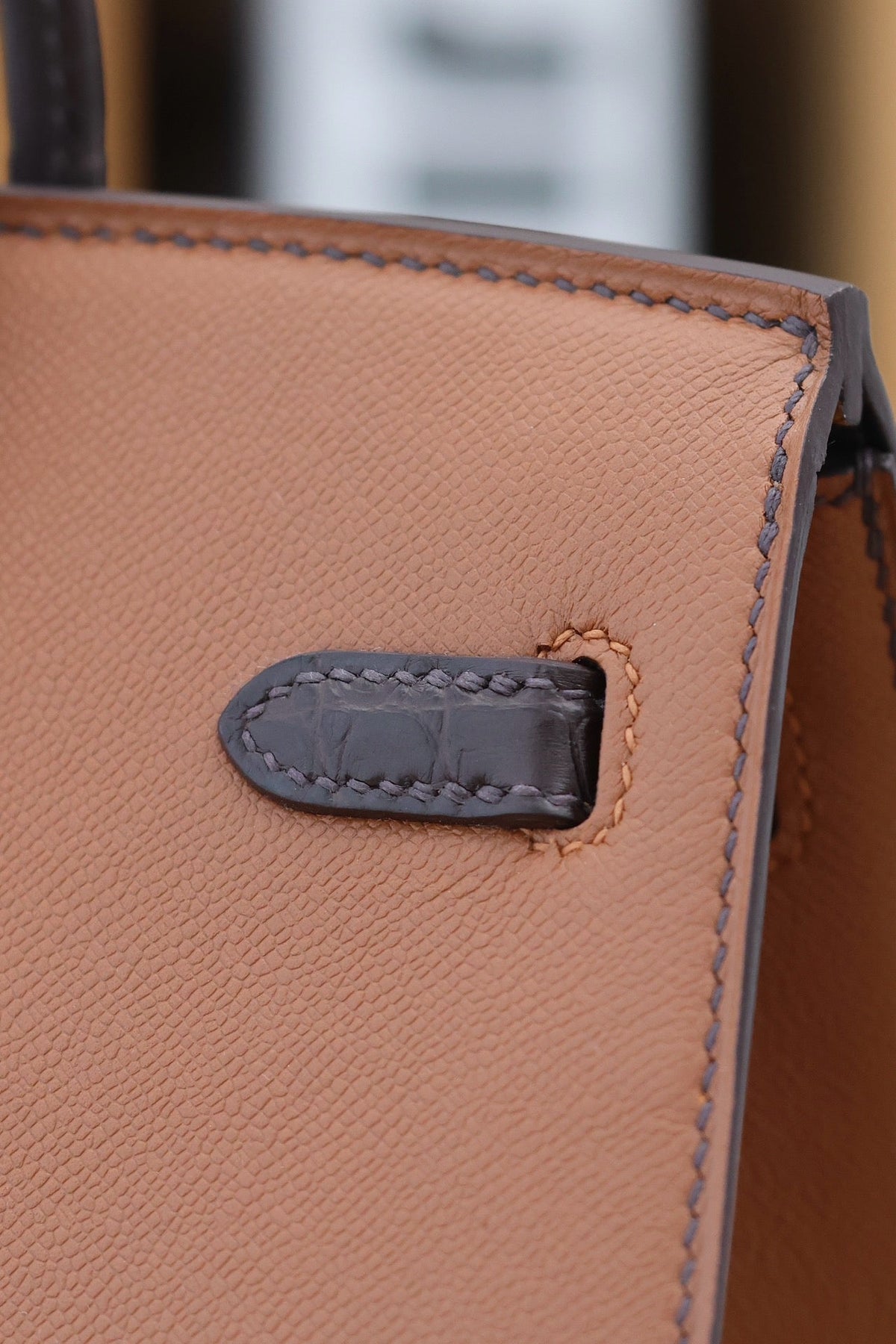 HERMES BIRKIN FAUBOURG TOUCH 20 IN CHOCOLATE MIX BRONZE BROWN CALFSKIN WITH SILVER HARDWARE