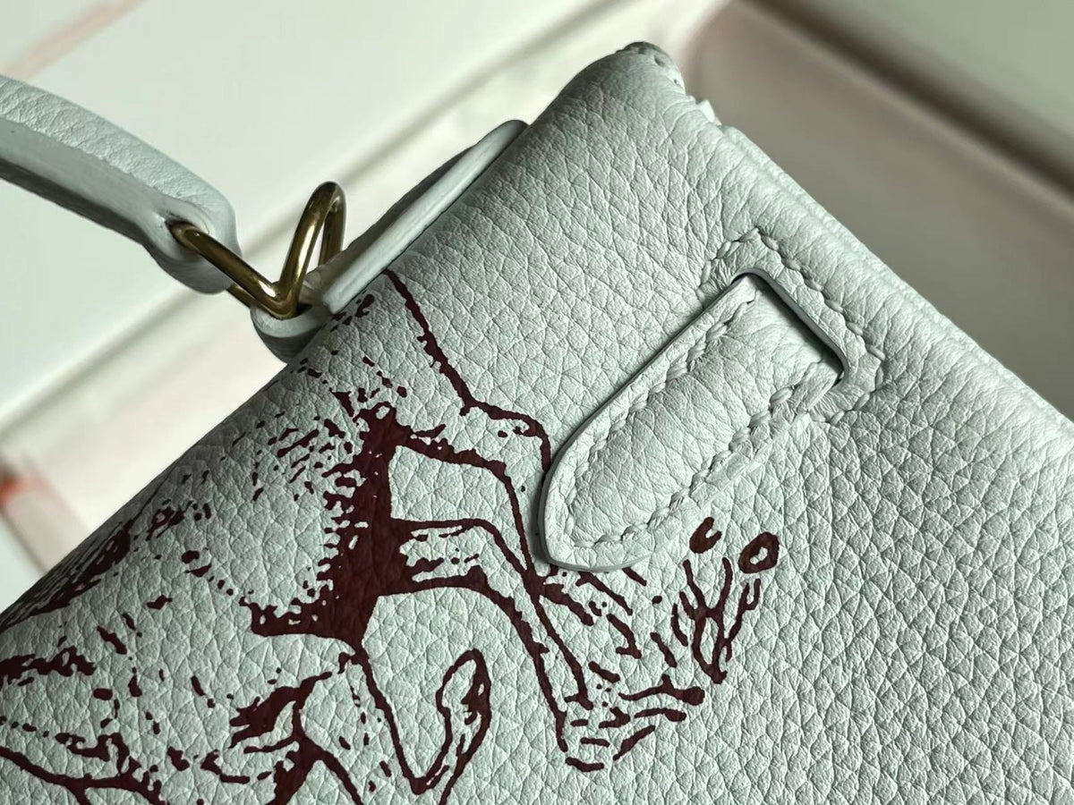 HERMES BIRKIN 25 BAG IN WHITE CALFSKIN WITH COLORFUL STICKER 228763
